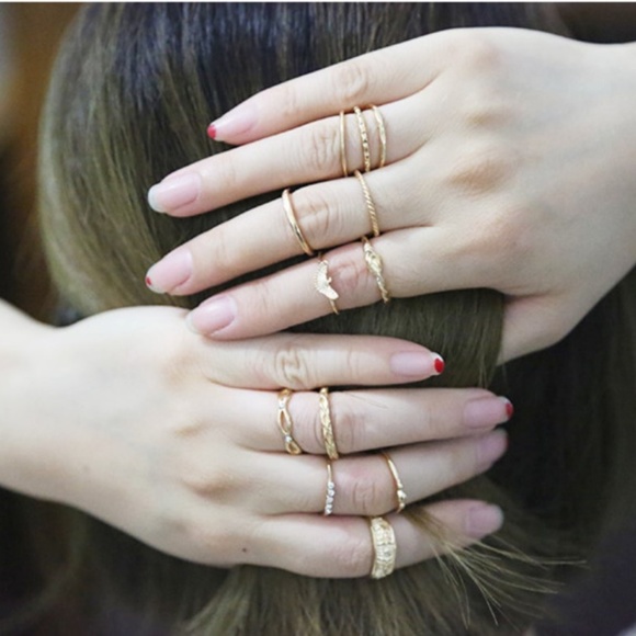 Jewelry - NEW 12pc gold multi styles ring set